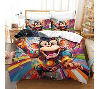 ENYISIYULO Monkey 3D Printed Duvet Cover Set 3 Pieces Bedding Set Soft Microfiber with Zipper Closure，Pillowcases for Teens And Adults Double（200x200cm）