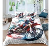 ENYISIYULO Off-road Motorbike Duvet Cover 3 PCS Hotel Quality Quilt Cover Bedding Bed Covers with Pillowcases with Zipper Closure Breathable Stylish Comforter Double（200x200cm）