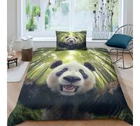 ENYISIYULO Panda Duvet Cover Set 3 PCS Hotel Quality Quilt Cover Bedding Bed Covers with Pillowcases with Zipper Closure Ultra Soft Hypoallergenic Microfiber Single（135x200cm）