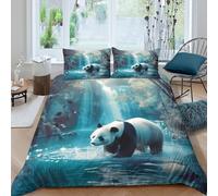 ENYISIYULO Panda Duvet Cover Sets 3 PCS Hotel Quality Quilt Cover Bedding Sets Bed Covers with Pillowcases with Zipper Closure Hypoallergenic Soft Breathable Microfiber Double（200x200cm）