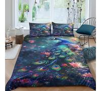 ENYISIYULO Peacock Duvet Cover Sets 3 PCS Hotel Quality Quilt Cover Bedding Sets Bed Covers with Pillowcases with Zipper Closure Ultra Soft Hypoallergenic Microfiber King（220x240cm）