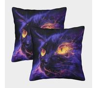 ENYISIYULO Pillow Covers Amazing Cat Set of 2 Square Decorative Throw Pillow Case Cover Kitten for Men/Women Living Room Bedroom Sofa Chair 50x50cm