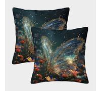 ENYISIYULO Pillow Covers Butterfly Set of 2 Square Decorative Throw Pillow Case Cushion Amazing Butterflies for Sofa Garden Living Room Cushions 45x45cm