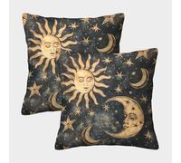 ENYISIYULO Pillow Covers Moon And Stars Set of 2 Square Decorative Throw Pillow Case Cover Artistic Moon And Stars for Men/Women Living Room Bedroom Sofa Chair 50x50cm