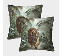 ENYISIYULO Pillow Covers Tiger Set of 2 Square Decorative Throw Pillow Case Cover Artistic Tiger for Couch Sofa Bed Living Room Bedroom 45x45cm