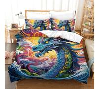 ENYISIYULO Quilt Cover Dragon Decorative Duvet Cover Antibacterial Comforter Cover Polyester Microfiber 3pc With Pillow Cases Bedding Set for Boys Adult Double（200x200cm）