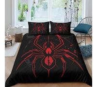 ENYISIYULO Red Spider Duvet Cover Sets 3 PCS Hotel Quality Quilt Cover Bedding Bed Covers with Pillowcases with Zipper Closure Hypoallergenic Soft Breathable Microfiber Double（200x200cm）