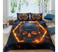 ENYISIYULO Skull Duvet Cover Sets 3 PCS Hotel Quality Quilt Cover Bedding Set Bed Covers with Pillowcases with Zipper Closure Ultra Soft Anti Allergic Microfiber Double（200x200cm）