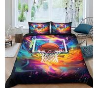 ENYISIYULO Sports Basketball Duvet Cover 3 PCS Hotel Quality Quilt Cover Bedding Set Bed Covers with Pillowcases with Zipper Closure Hypoallergenic Soft Breathable Microfiber Double（200x200cm）