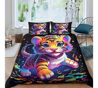 ENYISIYULO Tiger Duvet Cover Set 3 PCS Hotel Quality Quilt Cover Bed Sets Bed Covers with Pillowcases with Zipper Closure Breathable Stylish Comforter Double(200x200cm)