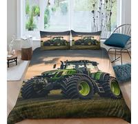 ENYISIYULO Tractor 3D Printed Duvet Cover SetQuilt Cover Easy Care Bed Linen Soft Cosy 3 Pcs Bedding Sets Pillowcases for Kid Teens Boys And Girls Man Double（200x200cm）