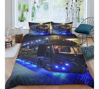 ENYISIYULO Truck 3Pcs Bedding Set Printed Quilt Cover,3D Duvet Cover for Boys Adult, Microfibre, with Pillowcases Easy Care Microfiber Comforter Cover Hidden Zipper King（220x240cm）