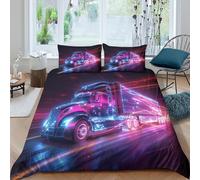 ENYISIYULO Truck Duvet Cover 3 PCS Hotel Quality Quilt Cover Bedding Sets Bed Covers with Pillowcases with Zipper Closure Ultra Soft Anti Allergic Microfiber Double（200x200cm）