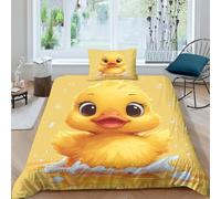 ENYISIYULO Yellow Duck Duvet Cover 3 PCS Hotel Quality Quilt Cover Bedding Sets Bed Covers with Pillowcases with Zipper Closure Ultra Soft Anti Allergic Microfiber Single(135x200cm)