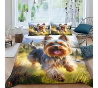 ENYISIYULO Yorkshire Terrier Duvet Cover 3 PCS Hotel Quality Quilt Cover Bedding Bed Covers with Pillowcases with Zipper Closure Ultra Soft Anti Allergic Microfiber King（220x240cm）