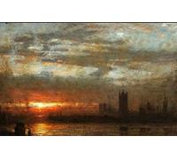 ENYLUFUT Famous Photo Canvas Image Canvas Print Artwork Westminster Sunset by Albert Goodwin Canvas Artwork for Hallway Decor 60x90cm