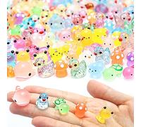 Enyoir 133PCS Mini Resin Animals Mixed, 20 Styles Luminous Small Glass Animals Tiny Little Plastic Figures Miniature Glow in the Dark for Micro Landscape Fairy Garden Aquarium