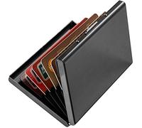 Enyoir Slim RFID Credit Card Protector Wallet, Block Identity Thieves, Stainless Steel Aluminum Metal Holder Case with 6 PVC Slots (Black)