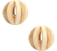Enyolidimk 2Pcs Wood Color Natural Wood Dumbells Unicycle Bell Roller Pet Chew Toy for Guinea Pigs Rat Rabbits,Guinea Pig Toys Boredom,Small Animals Will be Very Happy Toys(No Bark Watermelon Ball)