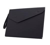 Enyuwlcm PU A4 Leather File Folder Document Holder Folder Stylish Portfolio Envelope Case with Strap and Invisible Magnetic Closure (Black)