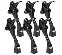 ENYZTBI 6 Packs Black Door Stops, Heavy Duty Kickdown Door Stopper, One Touch Adjustable Kickdown Door Stop for Heavy Doors, 4 in Metal Door Kickstand with Rubber Tip & Wall Protectors for Wide Doors
