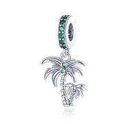 ENZEBAOFU 925 Sterling Silver Charms for Bracelets and Necklaces Airplane Passport Dangle Pendants Beads Butterfly Dragonfly Charms Jewelry Gift for Women Girls, Summer Palm Tree,