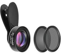 Enzemit 30-120mm Macro Zoom Lens, for iPhone, Samsung, Android, Pixel, Black, Mixed Materials, HD Coating, 4:1 Zoom Ratio, Auto/Manual Focus, Compatible with Most Smartphones