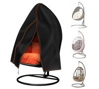 Enzeno egg Chair Cover Waterproof Outdoor hanging egg chair cover with Zipper,Single Seat Cocoon Swing egg Chair Cover for Garden & Patio Heavy Duty Furniture Covers 190x115cm Black