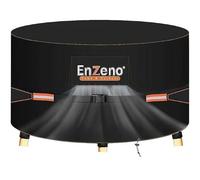 Enzeno Round Furniture Cover Waterproof, Garden Table Covers with Air Vent, Round Patio Cover 420D Oxford Cloth Patio Outdoor Circular Table Windproof Anti-UV, RipProof(300x90cm)