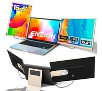 Enzion Laptop Screen Extender, Upgraded 15.6" Portable Display, Triple Screen Extender for Laptop Fhd 1080P, Removable Dual Monitor for 13" to 17" Laptops, Plug & Play, Compatible