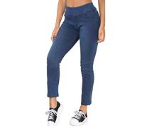 989Zé ENZO Womens Elasticated Waist Jeans Pants Slim Straight Leg Pull On Stretch Denim Trousers Casual Cotton Comfy Jeggings EZL432 Jeans MID Blue 12