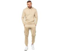 989Zé ENZO Mens Tracksuit Hooded Fleece Sweatshirt Overhead Hoodie Pullover Casual Fleece Cargo Combat Joggers Sweatpants Set EZHD600 & EZJGC599 STONE L