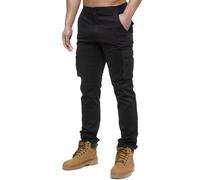 989Zé ENZO Mens Cargo Combat Pants Straight Leg Regular Fit Chino Trousers EZ425 BLK 30W / 32L
