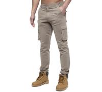 989Zé ENZO Mens Cargo Combat Pants Straight Leg Regular Fit Chino Trousers EZ425 Beige 36W / 32L
