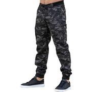 989Zé ENZO Mens Cargo Trousers Elasticated Waist Camo Combat Pants Military Joggers (UK, Waist & Inseam, 42, 32, Dark Grey)