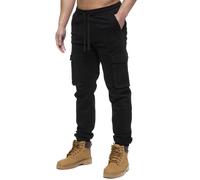 989Zé ENZO Mens Cargo Combat Jeans Elasticated Waist Cuffed Trousers Joggers EZ427 Black 32