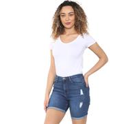 989Zé ENZO Womens Denim Shorts Skinny Stretch Casual Ladies Ripped Turned Up Hem Short Hot Pants with Pockets EZLS417 Shorts MSW 8 Blue