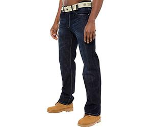 Enzo BNWT Mens Designer Denim Jeans Blue Regular Loose Fit Free Belt 30 W X34L Dark Wash