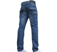 Enzo BNWT New Mens Jeans Blue Designer Branded Straight Washed All Waist & Sizes Light Wash 30W X 30L