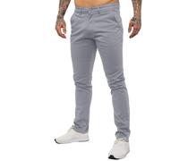 Enzo Mens Slim Fit Stretch Chinos - Grey Cotton - Size 36W/30L