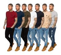Enzo Designer Mens Slim Fit T Shirt Muscle Fit Stretch Tee Gym Crew Neck Short Sleeve Top