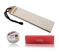 ENZO ENGLAND Leather Strop with Honing Paste Set Sharpening Polishing Paddle Block for Woodworking Knife Stropping | Chisel Fine Paste Buffing Compound for Woodcarving Tools (Chromium Oxide Paste)