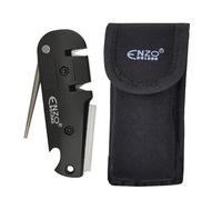 ENZO ENGLAND Mini Pocket Size Sharpening & Survival Metal Tactical Tool Diamond Sharpening Rod Ceramic Bar Carbide Slot Repair Restore Hone Straight and Serrated Knife Blades (Black)
