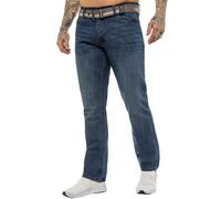 Enzo Jeans Mens Straight Leg Denim Trouser Belted Regular Fit Pants All UK Sizes