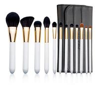 ENZO KEN Natural Black Goat Hair Makeup Brush Set with Case, Makeup Brushes Set Professional, Make up Brushes Professional, Natural Bristle Makeup Brush.