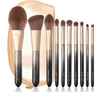 ENZO KEN Natural Hair Makeup Brush Set Professional, Sable Makeup Brushes Set with Case, Natural Hair Brushes Makeup Set, Glitter Make up Brushes Set Professional - ORRA, Black
