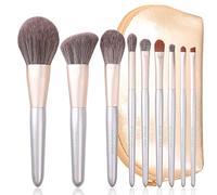 ENZO KEN Natural Hair Makeup Brushes Set Professional, Grey Squirrel Hair Makeup Brush Set with Case, Unique Cosmetic Brushes Makeup Set, Natural Bristle Makeup Brush - Silver