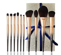 ENZO KEN Natural Sable Hair Makeup Brush Set Professional, Cosmetic Brushes Makeup Set with Gift Box, Natural Hair Makeup Brushes Set with Present Box, Make up Brushes Set. Black Gold