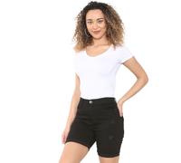Enzo | Ladies Skinny Stretch Ripped Shorts - Black / 10