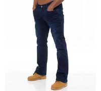 Enzo Mens Bootcut Stretch Denim Jeans - Indigo Blue Cotton - Size 30W/32L